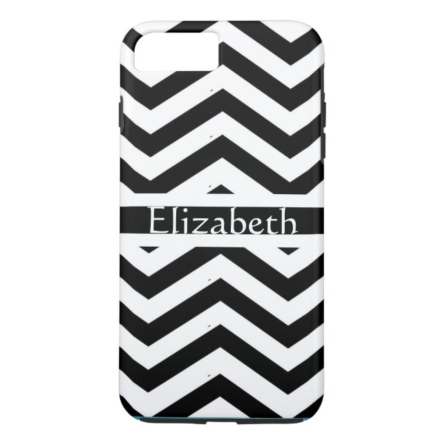 Personalised Girly Black & White Chevron With Name Case-Mate iPhone Case (Back)