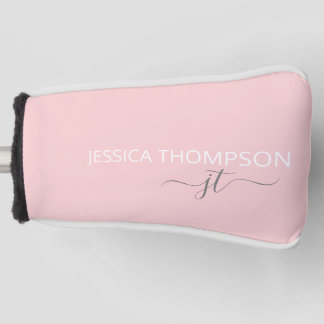 Personalised Girly Blush Pink Chic Monogram Name Golf Head Cover
