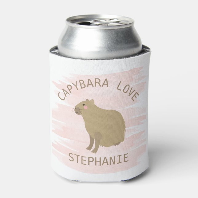 Personalised Girly Capybara Love  Can Cooler (Can Front)