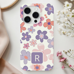 Personalised Girly Colourful Flowers Pattern iPhone 15 Pro Case