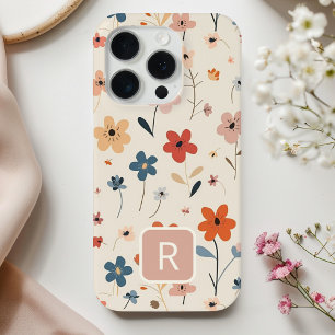 Personalised Girly Colourful Flowers Pattern iPhone 15 Pro Case