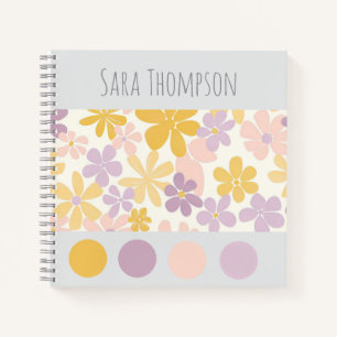 Personalised girly floral with colour balls for he notebook