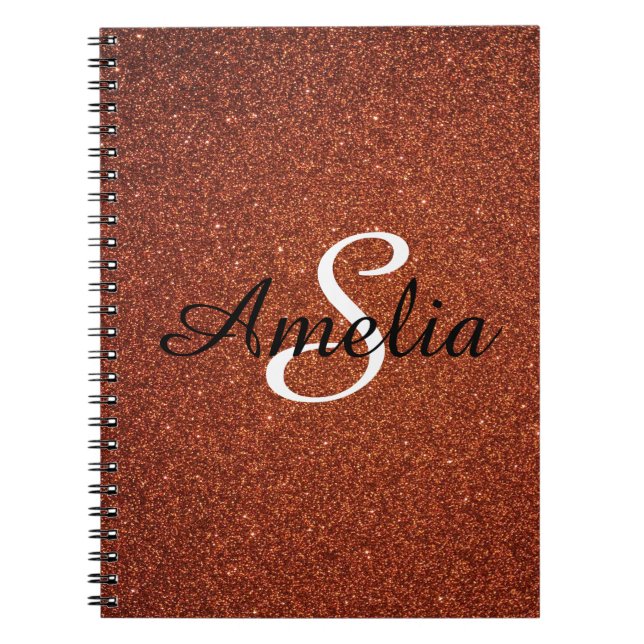 Personalised Girly Glitter Sparkles Name Notebook (Front)