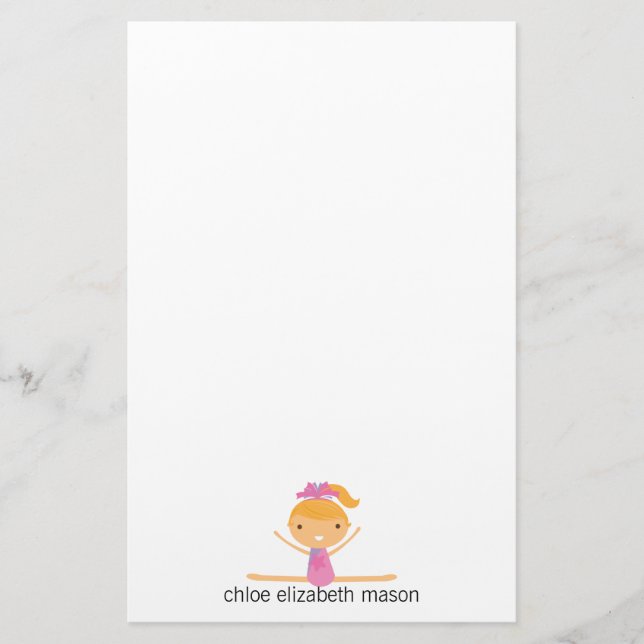 Personalised Girly Gymnastics Stationery (Front)