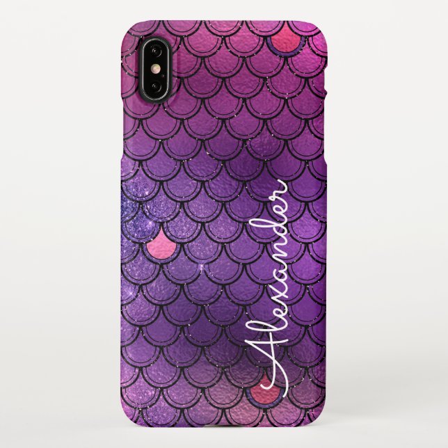 Personalised Girly Mermaid Scales Named Girls iPhone Case (Back)