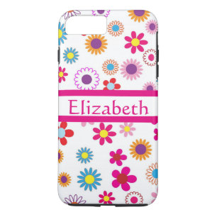 Personalised Girly Modern Daisies With Name Case-Mate iPhone Case