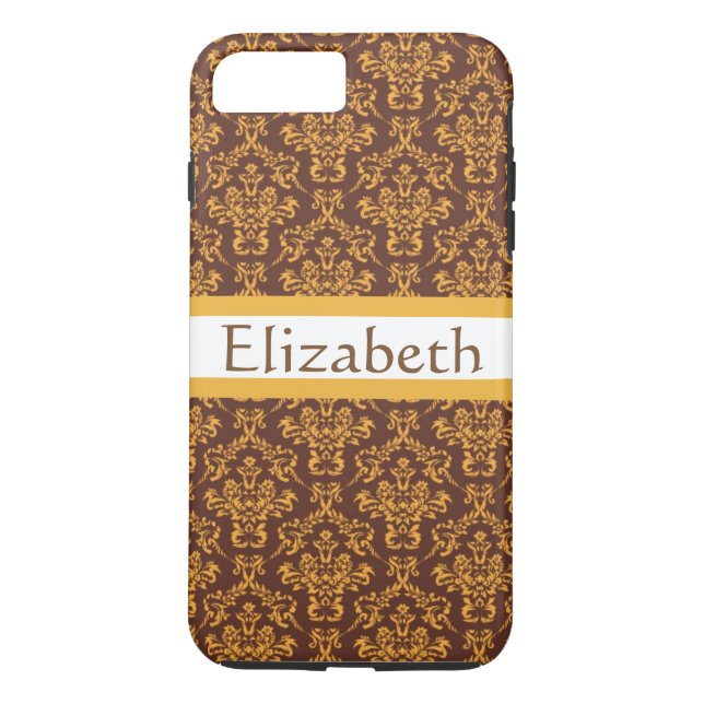 Personalised Girly Modern Damasks With Name Case-Mate iPhone Case (Back)