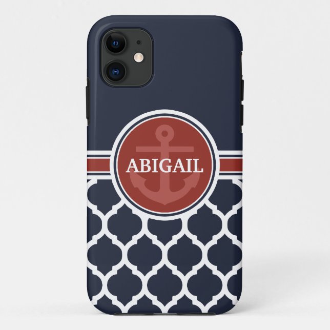 Personalised Girly Nautical Anchor Template Case-Mate iPhone Case (Back)