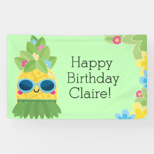 Personalised Girly Pineapple Tropical Birthday  Ba Banner