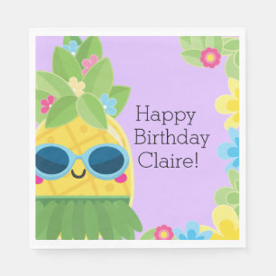 Personalised Girly Pineapple Tropical Birthday Napkin