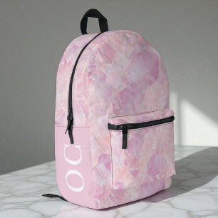 Personalised Girly Pink Gemstone Girls Pretty Printed Backpack
