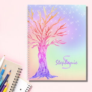 Personalised Girly Rainbow Sparkles Notebook