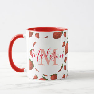 Personalised Girly Red Monogram Mug