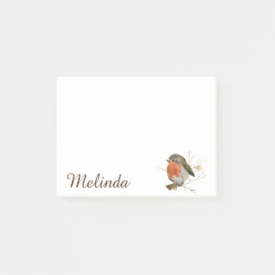 Personalised Girly Robin Bird Post-it Notes