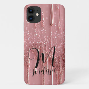 Personalised Girly Rose Gold Glitter Shimmery Name Case-Mate iPhone Case