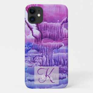 Personalised Girly Rose Monogrammed Abstract Blue Case-Mate iPhone Case