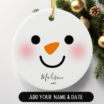 Personalised Girly Snowman Face Christmas<br><div class="desc">Add a touch of festive charm and sparkle to your holiday décor with our Personalised Girly Snowman Face Christmas Ceramic Ornament! This adorable ornament features a cute snowman face with sweet girly details, making it the perfect addition to your tree or a thoughtful gift for someone special. The snowman’s rosy...</div>