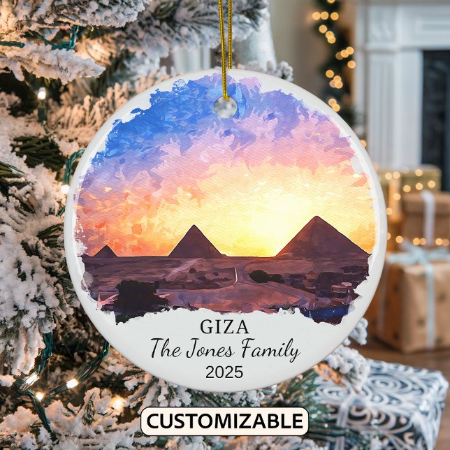 Personalised Giza Ornament, Egypt Ceramic Tree Decoration (Creator Uploaded)