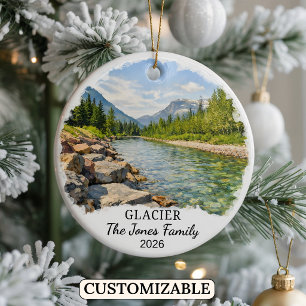 Personalised Glacier National Park, Custom Montana Ceramic Tree Decoration