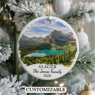 Personalised Glacier National Park, Custom Montana Ceramic Tree Decoration