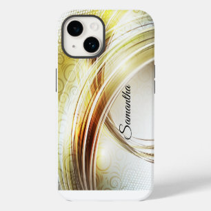 Personalised Glam Case-Mate with Gold Metal Look iPhone 14 Case