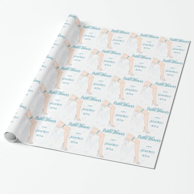 Personalised Glamour Bride Wedding Shower Wrap Wrapping Paper (Unrolled)