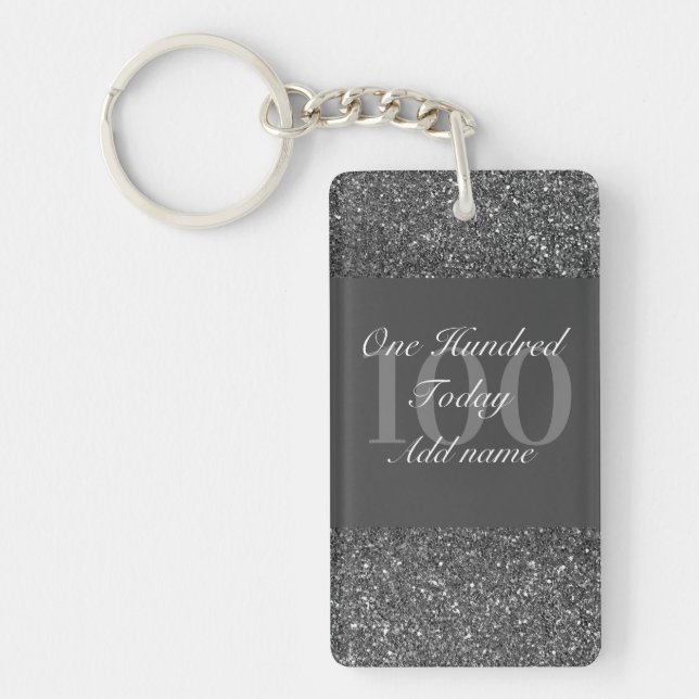 Personalised glamourous birthday keychain 100th (Front)