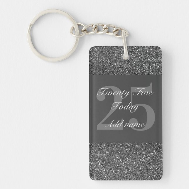 Personalised glamourous birthday keychain 25th (Front)