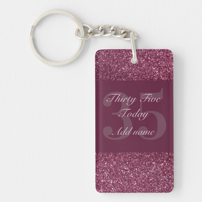 Personalised glamourous birthday keychain 35th (Front)