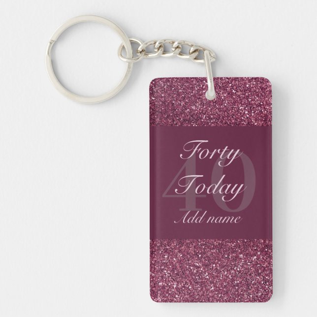 Personalised glamourous birthday keychain 40th (Front)