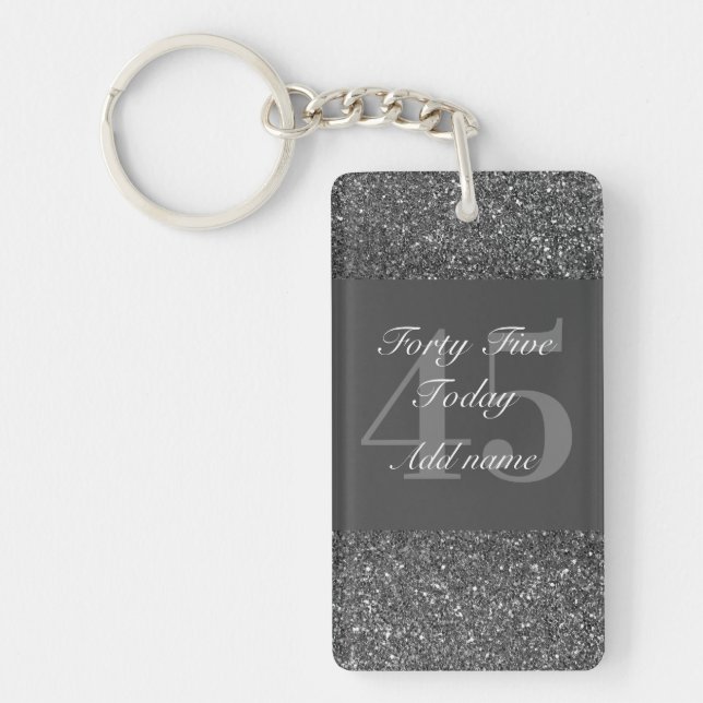 Personalised glamourous birthday keychain 45th (Front)
