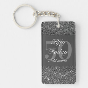 Personalised glamourous birthday keychain 50th