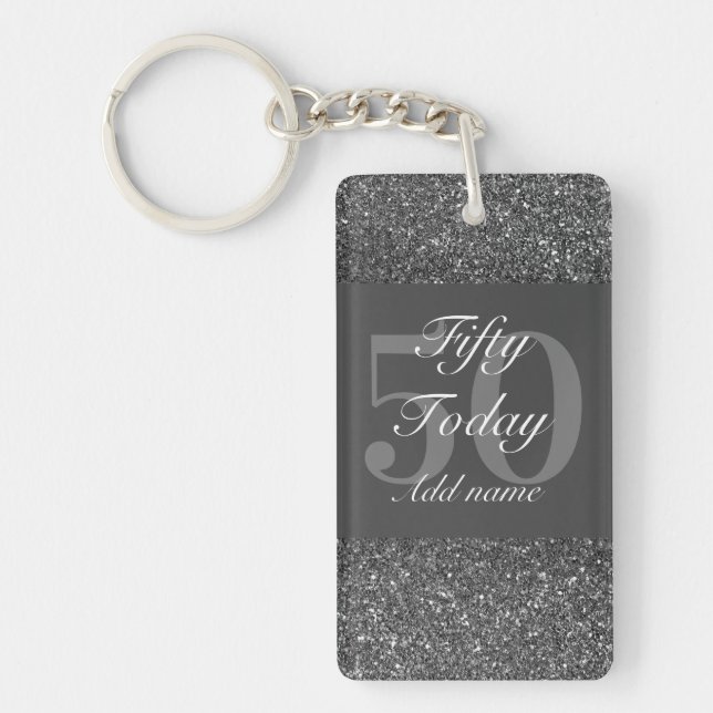 Personalised glamourous birthday keychain 50th (Front)