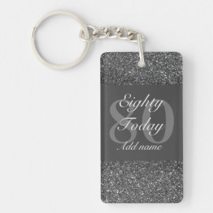 Personalised glamourous birthday keychain 80th