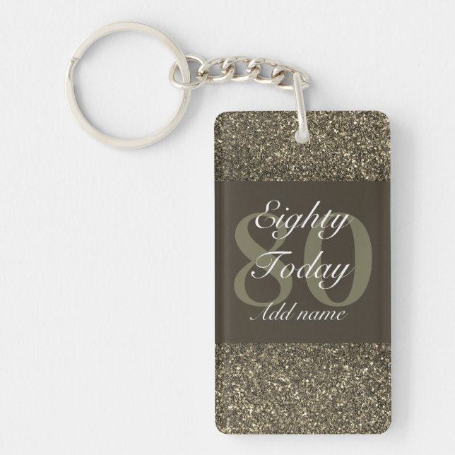 Personalised glamourous birthday keychain 80th (Front)