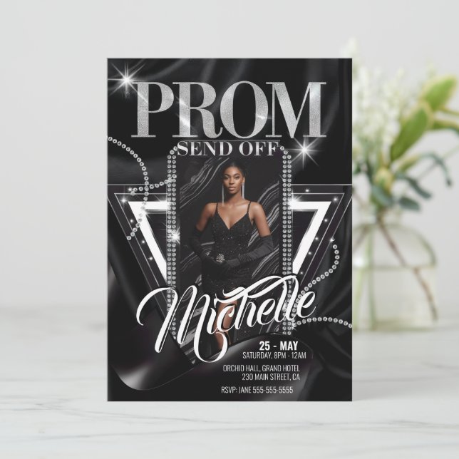 Personalised Glamourous Diamond PROM SEND-OFF Part Invitation (Standing Front)