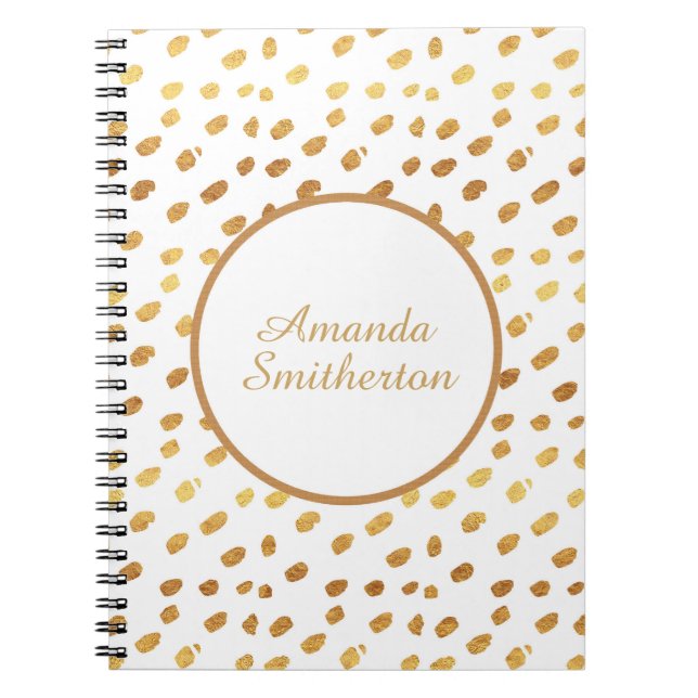 Personalised Glamourous White Gold Monogram Spiral Notebook (Front)