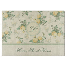 Personalised glass chopping board yellow roses