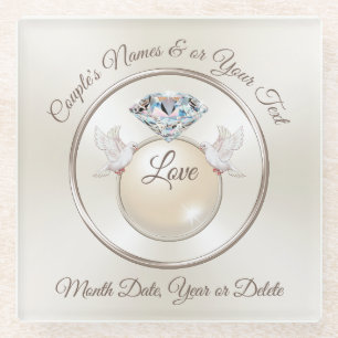 Personalised Glass coasters Wedding Favours Guests