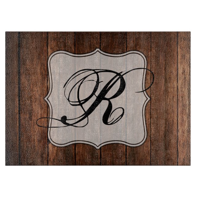Personalised Glass Cutting Barn Wood Country Rusti Cutting Board (Front)