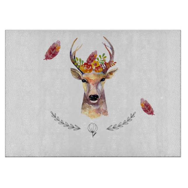Personalised Glass Cutting boho deer Buck Head Bro Board (Front)