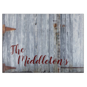Personalised Glass Cutting White Wash Wood Barn Do Cutting Board