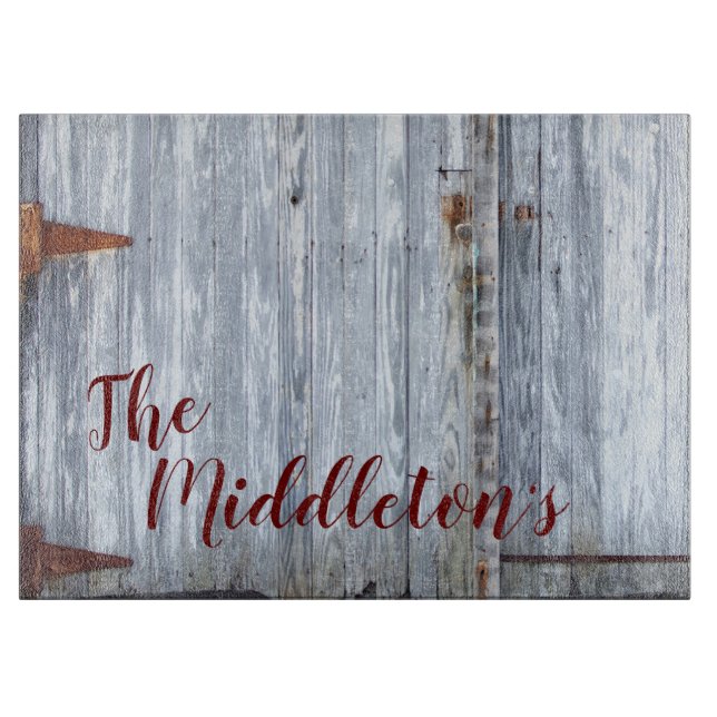 Personalised Glass Cutting White Wash Wood Barn Do Cutting Board (Front)