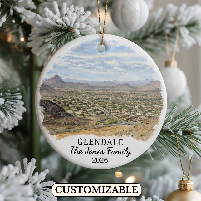 Personalised Glendale Ornament, Custom Arizona Ceramic Tree Decoration (Creator Uploaded)