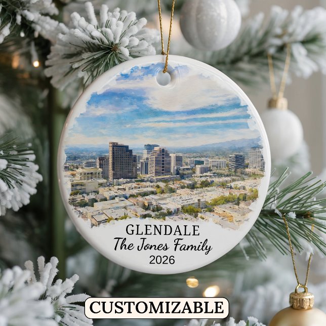 Personalised Glendale Ornament, Custom California Ceramic Tree Decoration (Creator Uploaded)