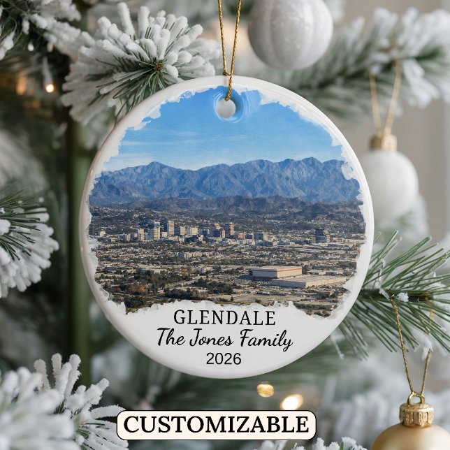 Personalised Glendale Ornament, Custom California Ceramic Tree Decoration (Creator Uploaded)