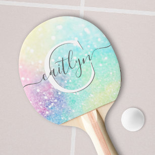Personalised Glitter Pastel Bokeh Pattern Ping Pong Paddle