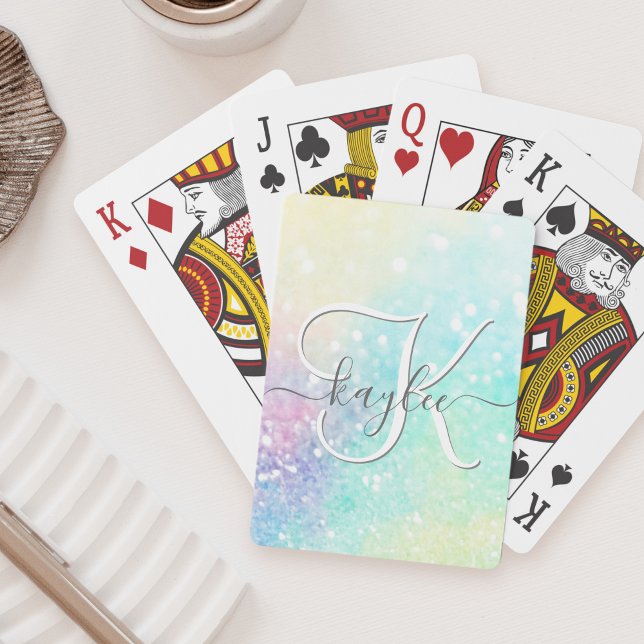Personalised Glitter Pastel Bokeh Pattern Playing Cards (Creator Uploaded)