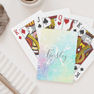 Personalised Glitter Pastel Bokeh Pattern Playing Cards