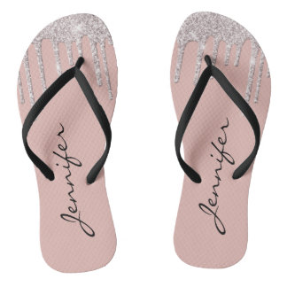 Personalised Glitter Pink Blush Flip Flops  